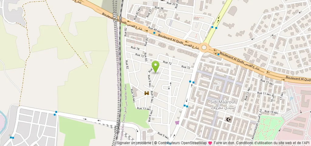 Map showing ZAIN.MA's location in Casablanca, Sidi Maârouf district
